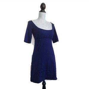 Susana Monaco Navy Blue Scoop Neck Stretch T-shirt Mini Dress 3/4 Long Sleeves S